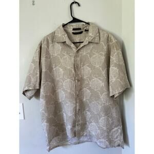 Men's Axist Short Sleeve Button Front Shirt 100% Linen Size L